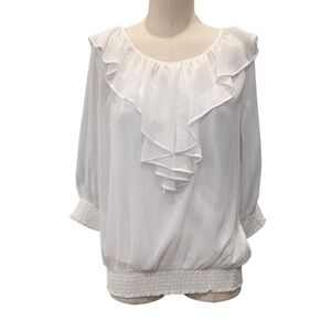 NWT'S Peter Nygard Ivory White Ruffle Blouse
